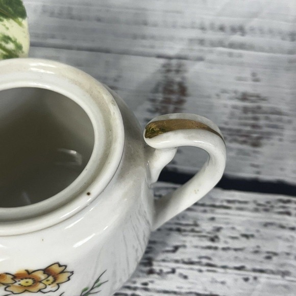 Vintage Hall's Orange Poppy Sugar Bowl & Lid Porcelain with Gold Trim - Picture 8 of 12